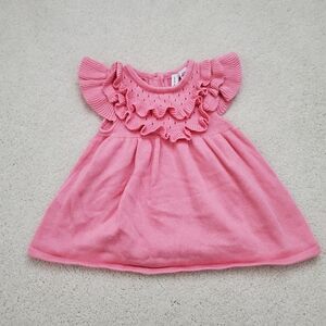 Janie and Jack Baby Girls Pink Ruffled Knit Dress sz0-3m